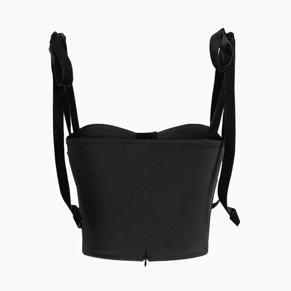 Commense Black Sheer Crop Top - Picture 3 of 4